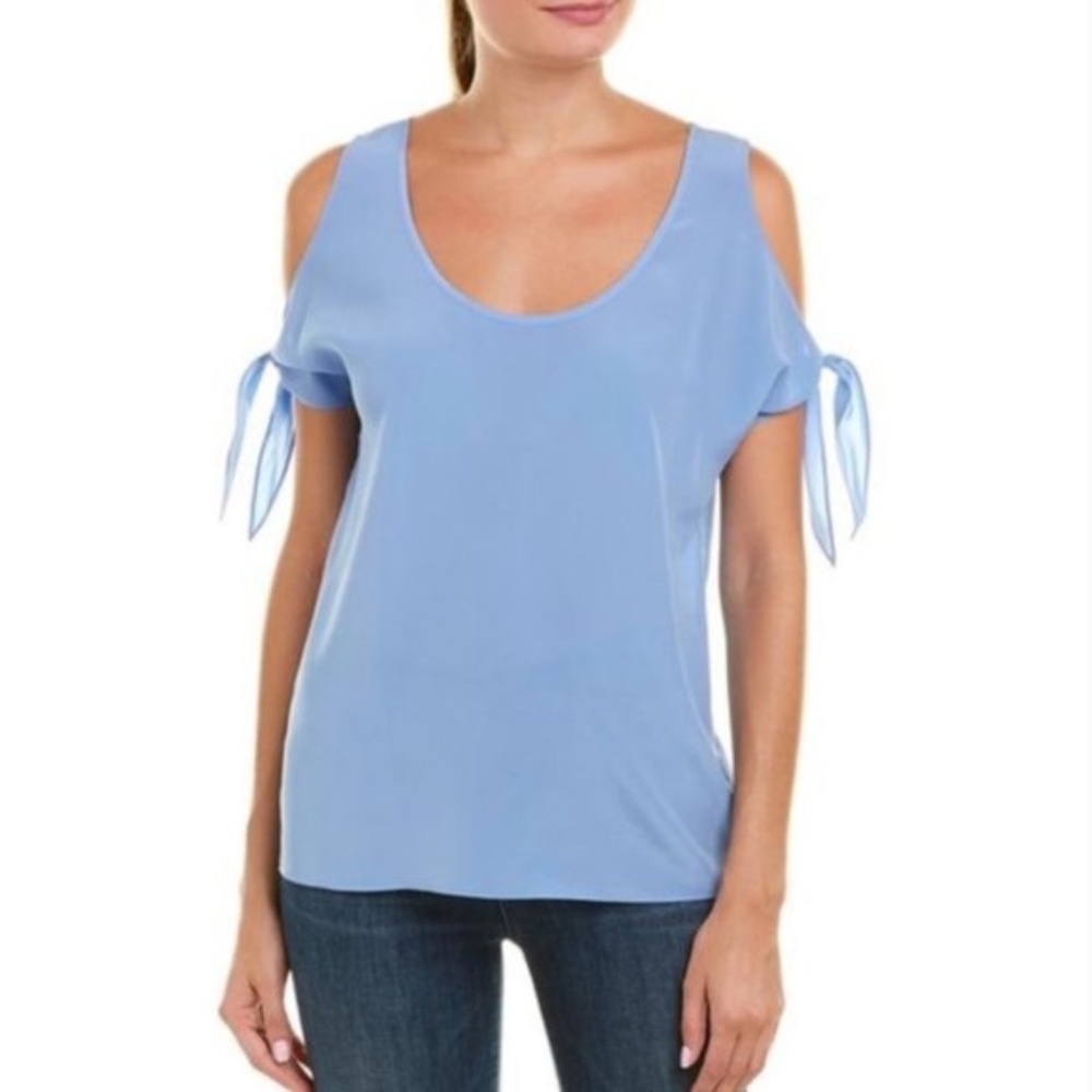 Bailey 44 Cold-Shoulder Blue Silk Top Size S